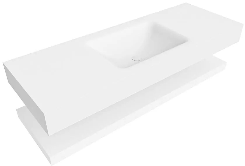 Zaro Alan badmeubel 130cm met planchet talc en vrijhangende wastafel cloud midden 1 kraangat talc