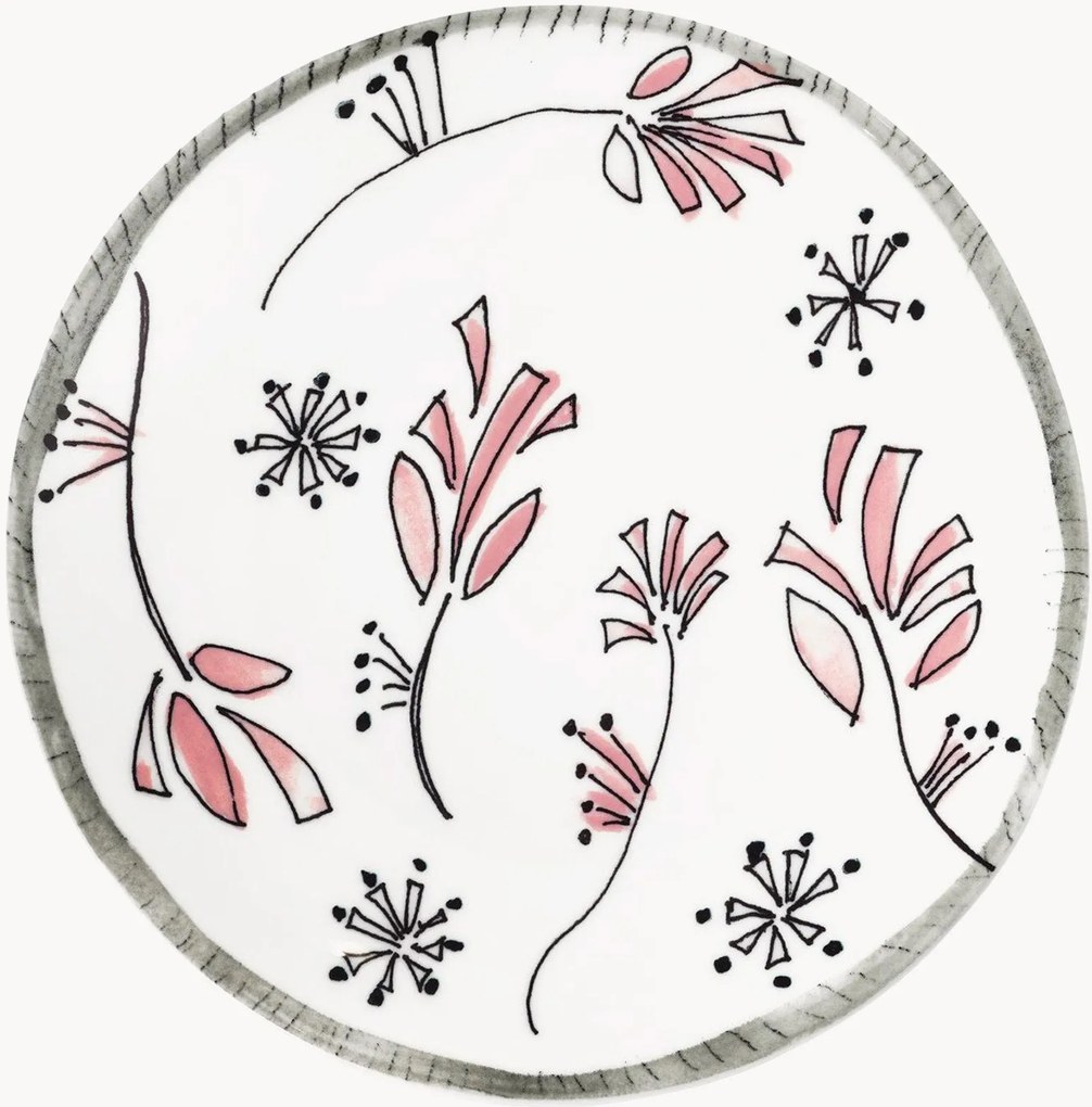 Ontbijtborden Fiore Rosa, 2-delig