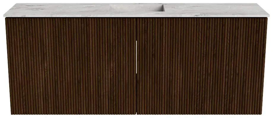 Mondiaz Joya DLux 100cm toiletmeubel walnut met wastafel faye midden zonder kraangat glace