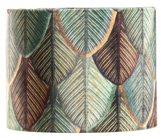 Velours lampenkap blad dessin met gouden binnenkant 18/18/14