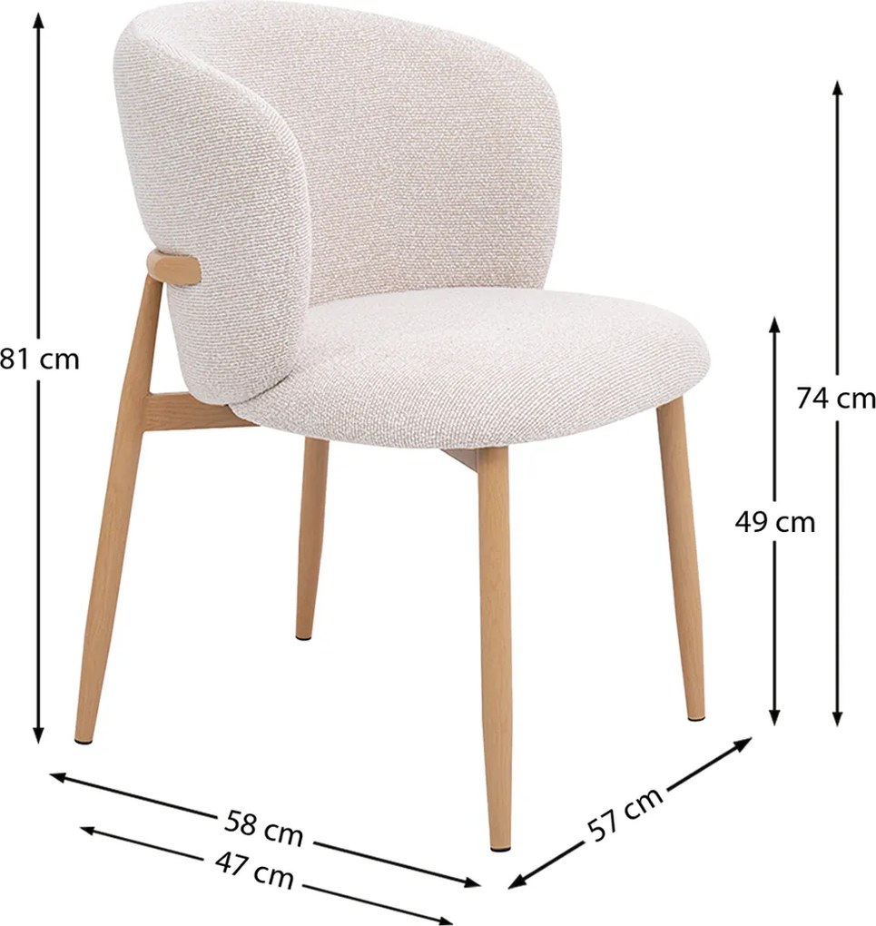 Eiken Eetkamerstoel Met Ronde Rug Creme