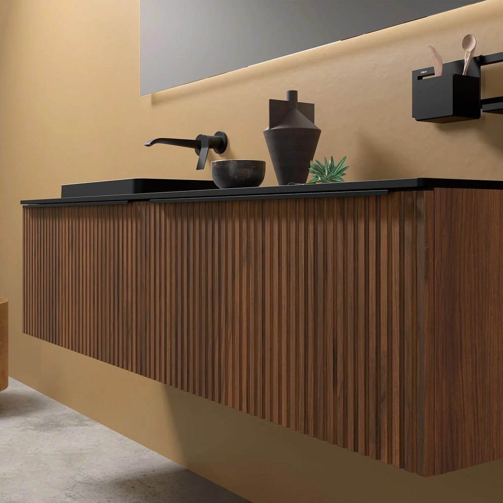 Muebles Raya onderkast ribbelfront 80cm met 1 softclose lade walnoot