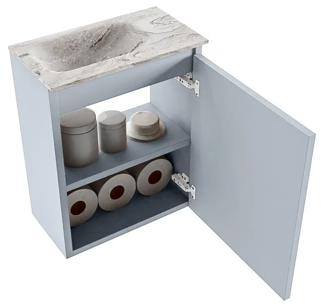 Mondiaz Ture DLux toiletmeubel 40cm clay met wastafel glace links met kraangat