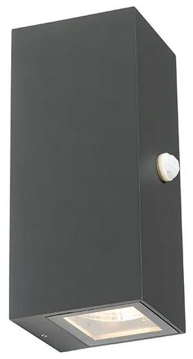 Wandlamp donkergrijs 2-lichts IP44 met bewegingssensor - Baleno