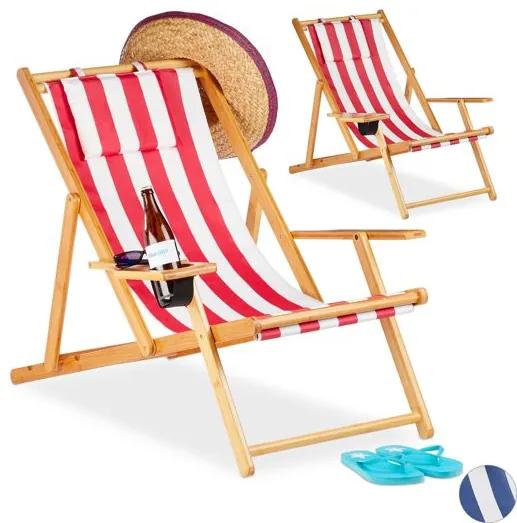 Strandstoel set van 2 - ligstoel - tuinstoel - inklapbaar - gestreept rood-strip