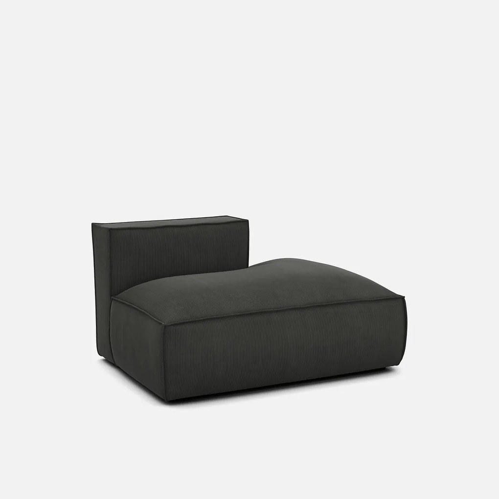 Loungebank element rechts voor modulaire bank, in ribfluweel, SEVEN