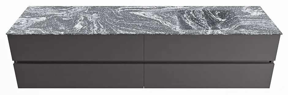 Mondiaz Vica DLux badmeubel 200cm dark grey 4 lades met wastafel lava rechts 1 kraangat