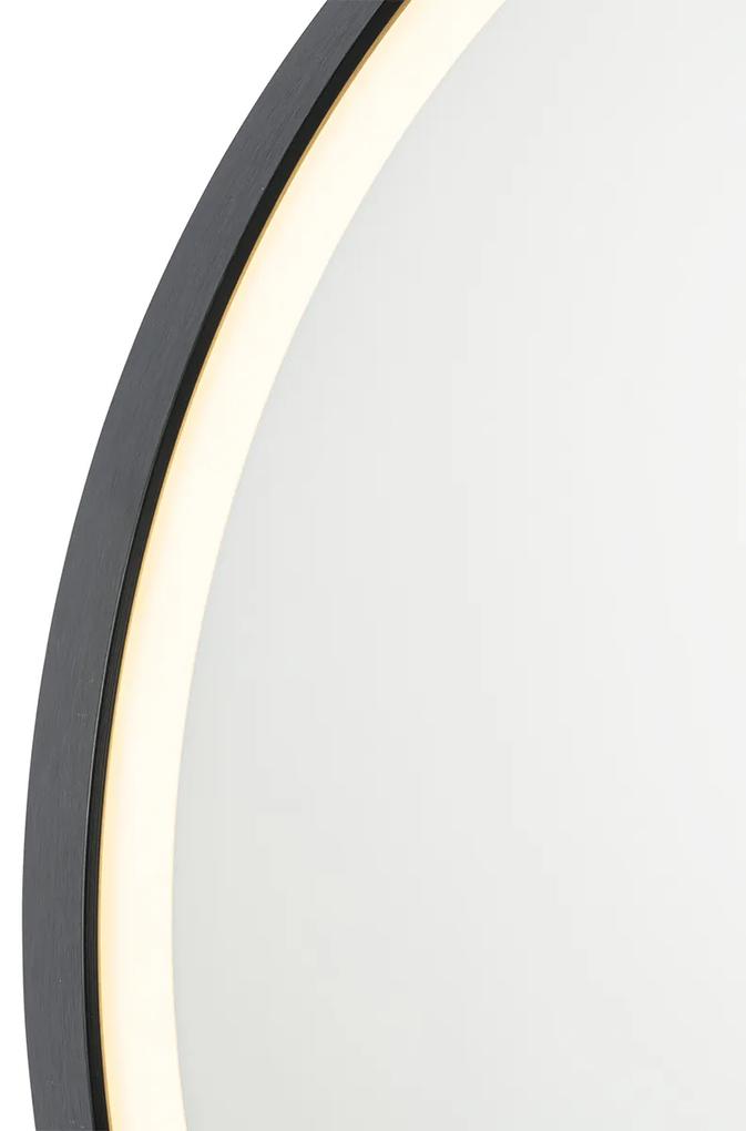 Badkamerspiegel zwart 70 cm incl. LED met touch dimmer - Miral Modern IP44 rond Lamp