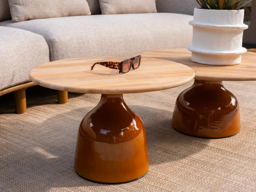 4 Seasons Outdoor June loungetafel caramel met rond blad Ø 60 cm SALE Loungetafel   beige weerbestendig