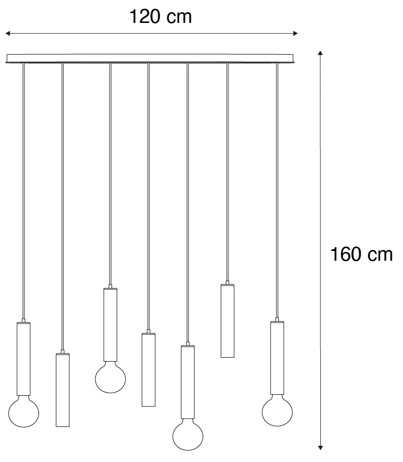 Design hanglamp zwart ovaal 7-lichts - Tuba