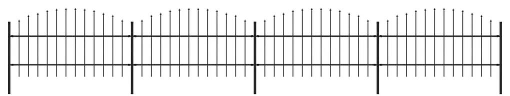 vidaXL Tuinhek met speren bovenkant (0,75-1)x6,8 m staal zwart
