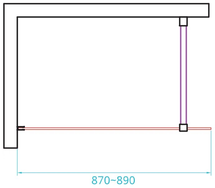 van Rijn ST01 inloopdouche met helder glas 90x200cm zwart mat