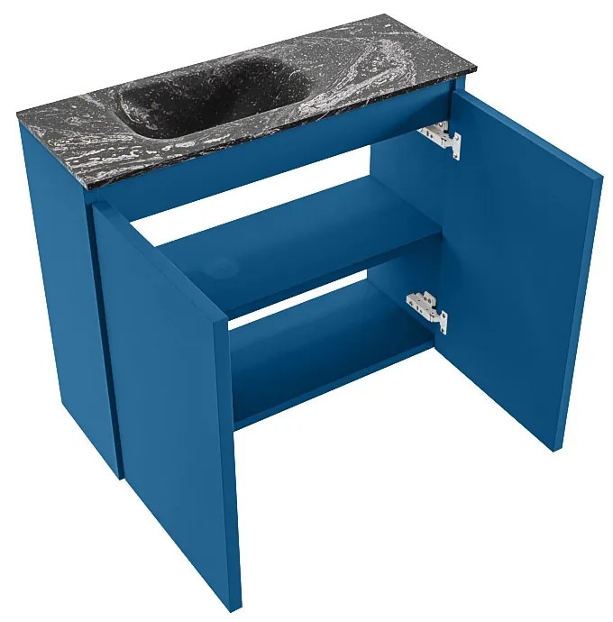 Mondiaz Ture DLux toiletmeubel 60cm jeans met wastafel lava links met kraangat