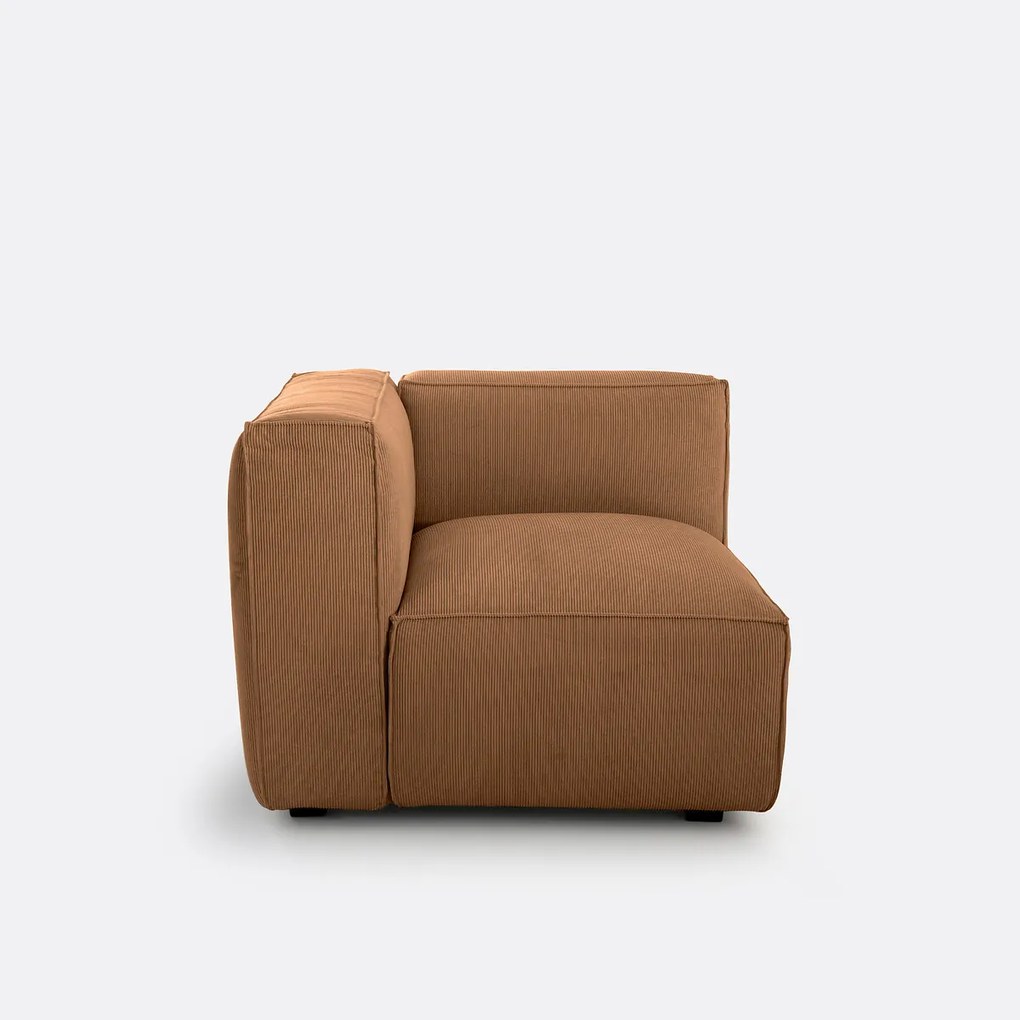 Hoekelement voor modulaire bank, in ribfluweel, Seven