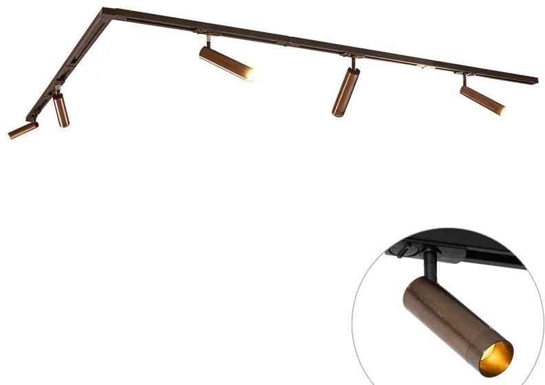 Modern railsysteem met 5 Spot / Opbouwspot / Plafondspots donker brons 1-fase GU10 35mm - Iconic Jeana Luxe GU10 Binnenverlichting Lamp