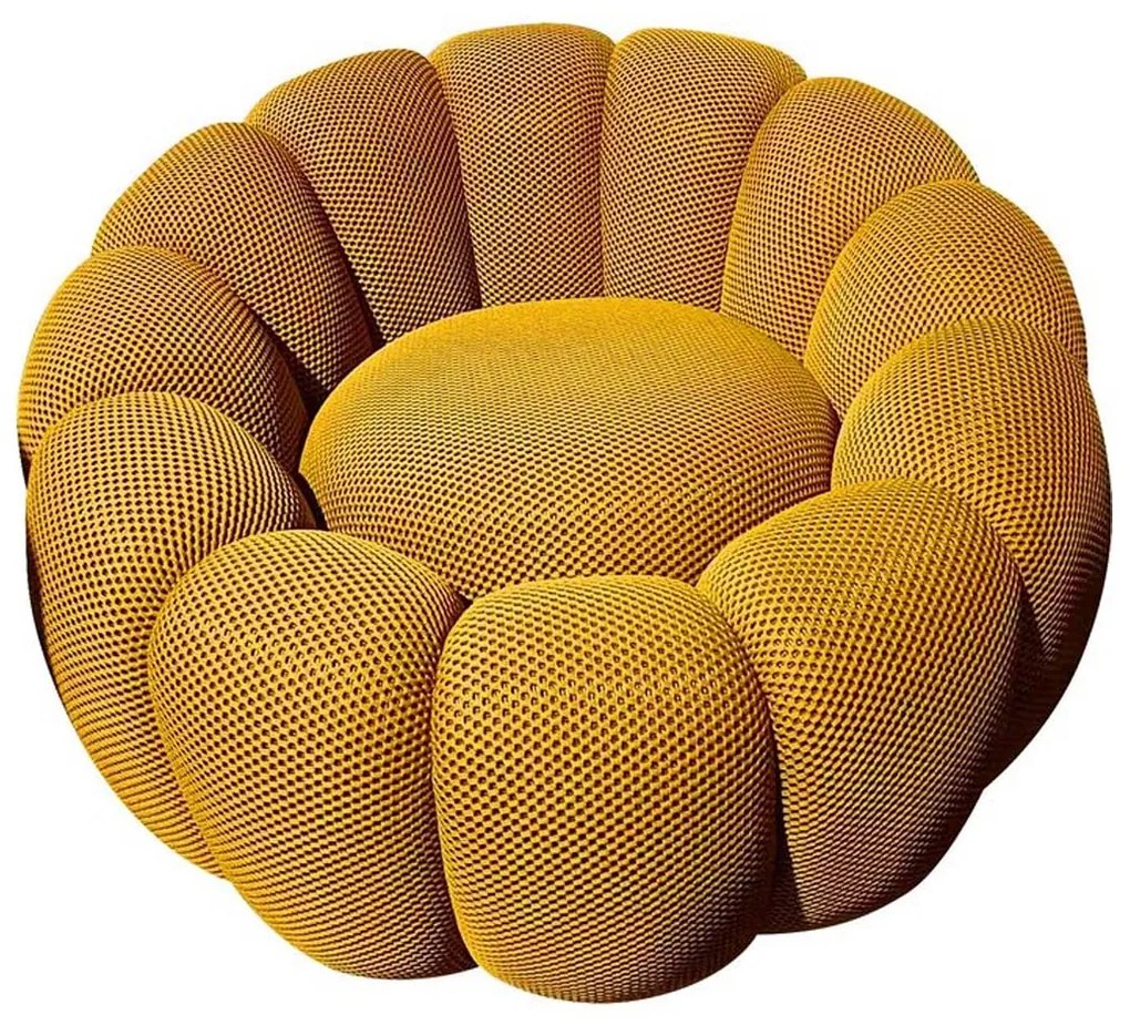 Kare Design Peppo Bloom Ronde Fauteuil Draaibaar Geel
