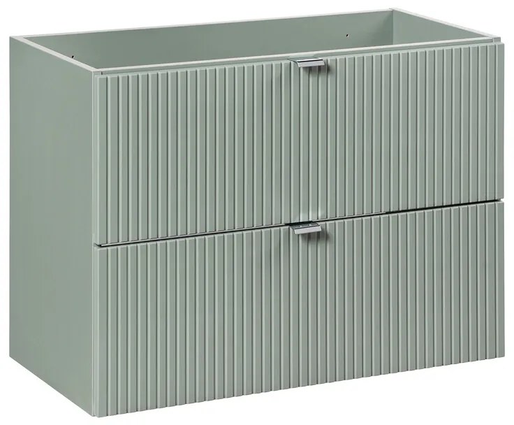 Comad Reed Green badmeubel ribbelfront 80cm met 2 lades en witte wastafel