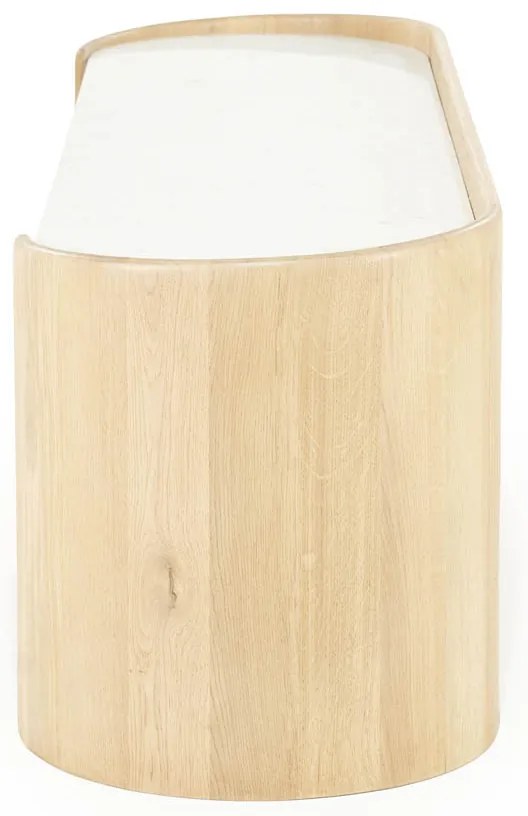 Tv-meubel Eiken Met Wit Marmer 160 Cm - 165x45x50cm.