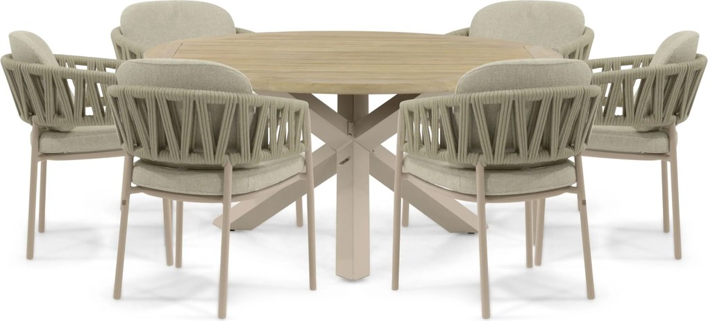 Tuinset 6 personen  Rope Zand/Beige 4 Seasons Outdoor Calma/Rockville