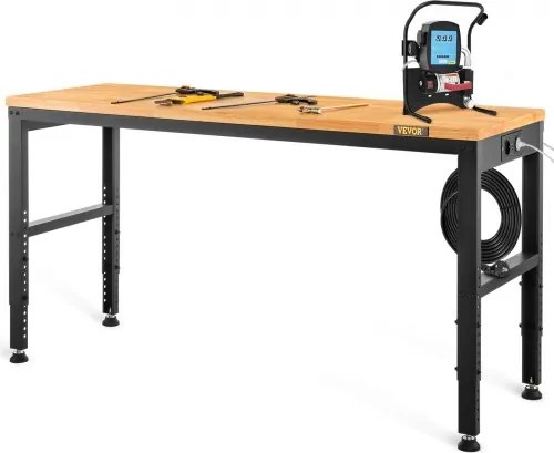 VEVOR in hoogte verstelbare werkbank 183x64x72-97cm klemtafel, werktafel met draagvermogen van 900 kg, bruine opvouwbare gereedschapsbank van koudgewalst staal, multifunctionele werktafel voor magazijn en kantoor