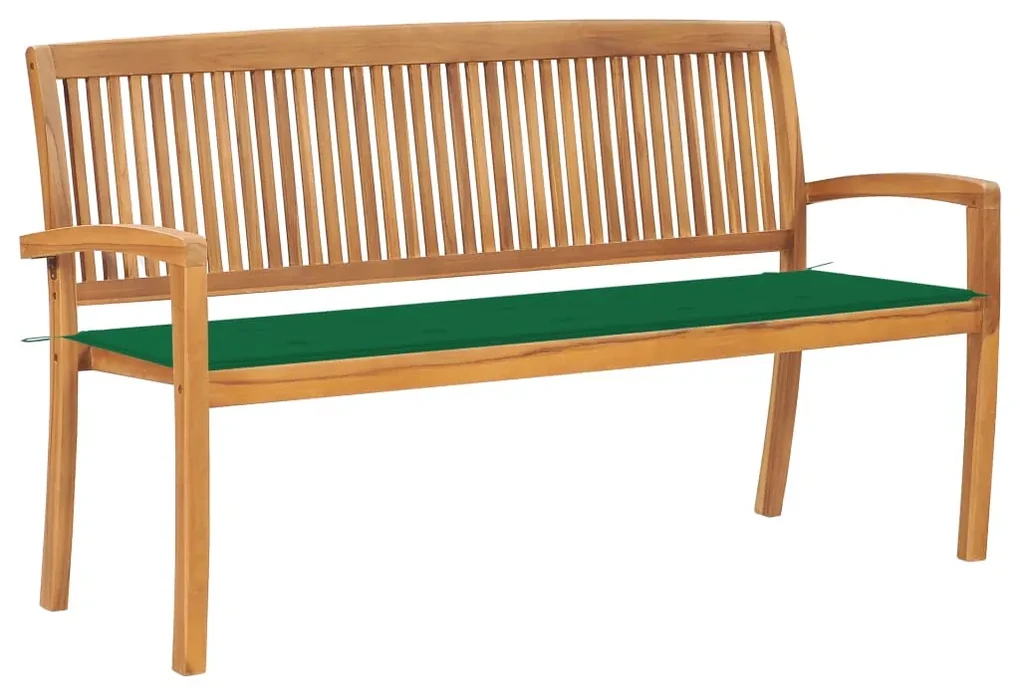 vidaXL Tuinbank stapelbaar met kussen 159 cm massief teakhout
