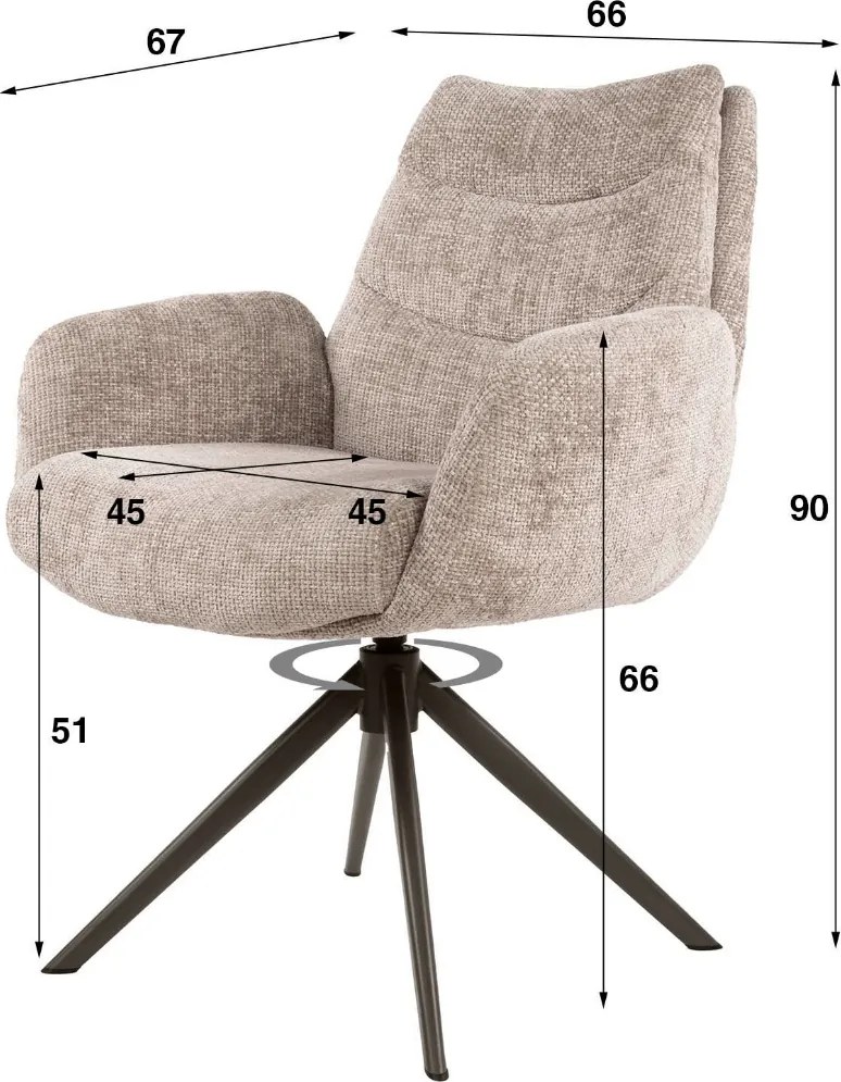 Draaibare Eetkamerstoel Taupe