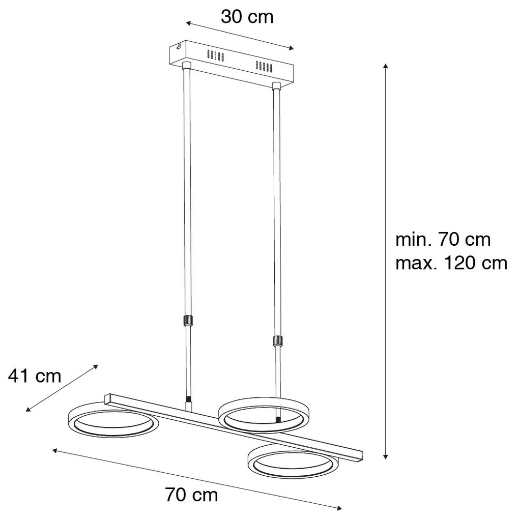Moderne hanglamp zwart incl. LED 3-staps dimbaar 3-lichts - Vivé