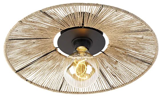 Landelijke plafondlamp zwart met touw - Sacha