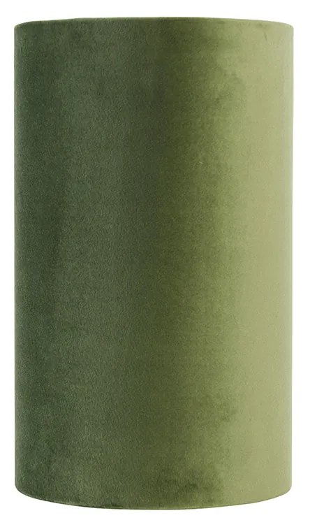 Stoffen Velours lampenkap groen met gouden binnenkant 15/15/25 Modern cilinder / rond