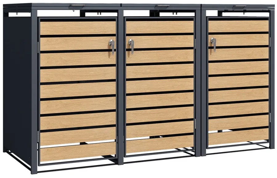 Omkasting voor 3 afvalbakken 120l of 240l Bremen CoverTech