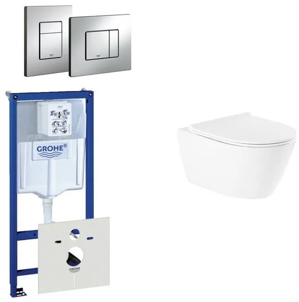 QeramiQ Salina Toiletset - spoelrandloos - inbouwreservoir - wandcloset - softclose - bedieningsplaat verticaal/horizontaal chroom 0720001/0729205/sw96855/sw96857/