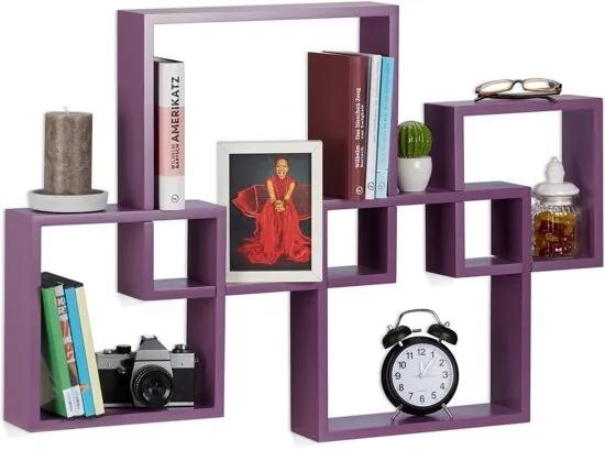 Wandplank 4er set - boekenplank - wandboard - MDF - zwevend - hout - wandbox violet