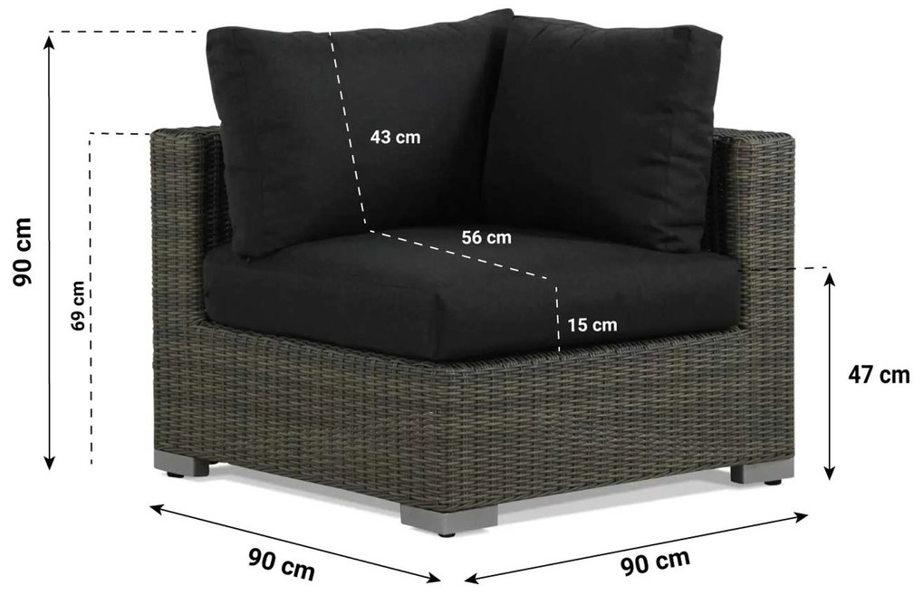 Dining Loungeset 4 personen Wicker Taupe Garden Collections Toronto/Lusso