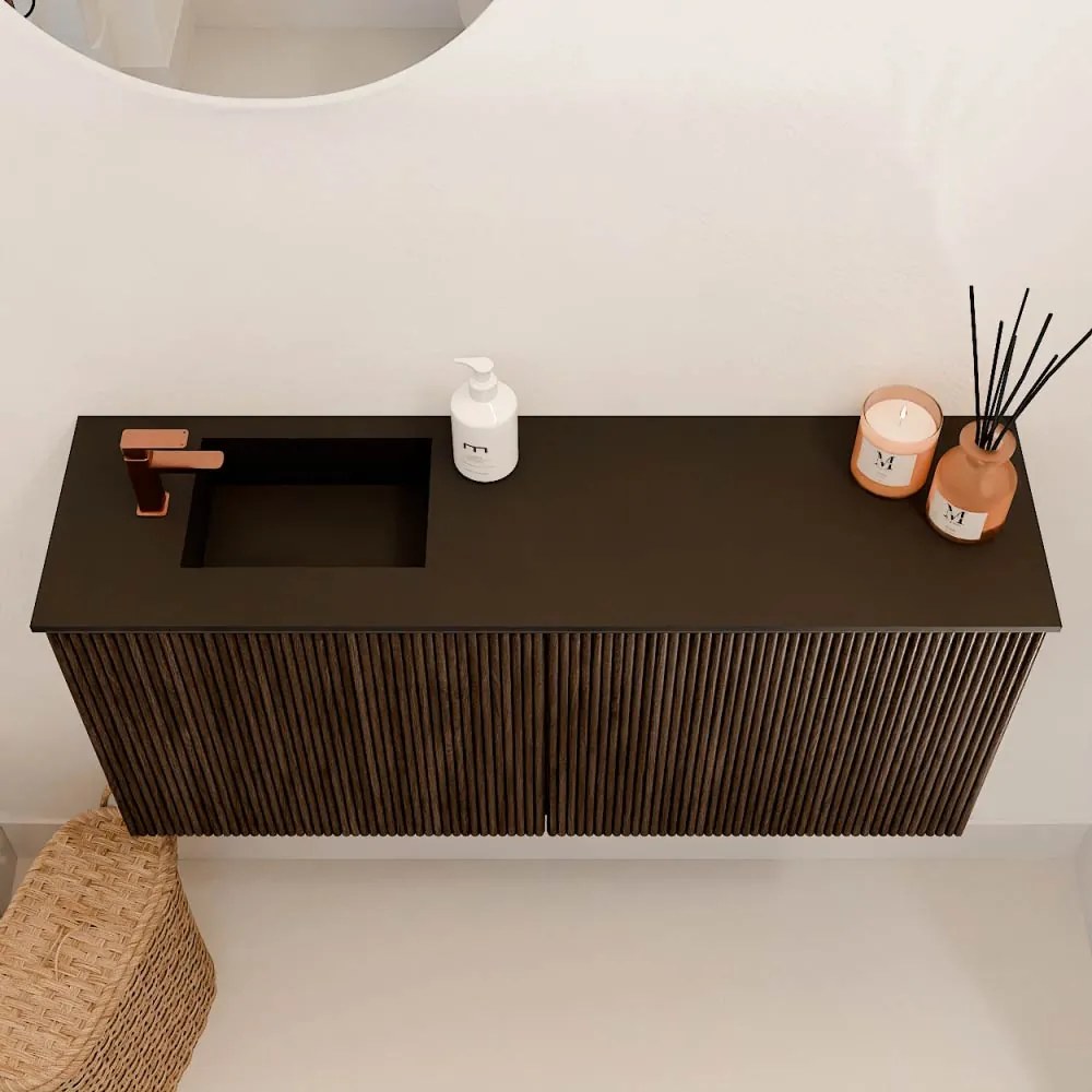 Mondiaz Joya 90cm toiletmeubel walnut met wastafel faye links 1 kraangat urban