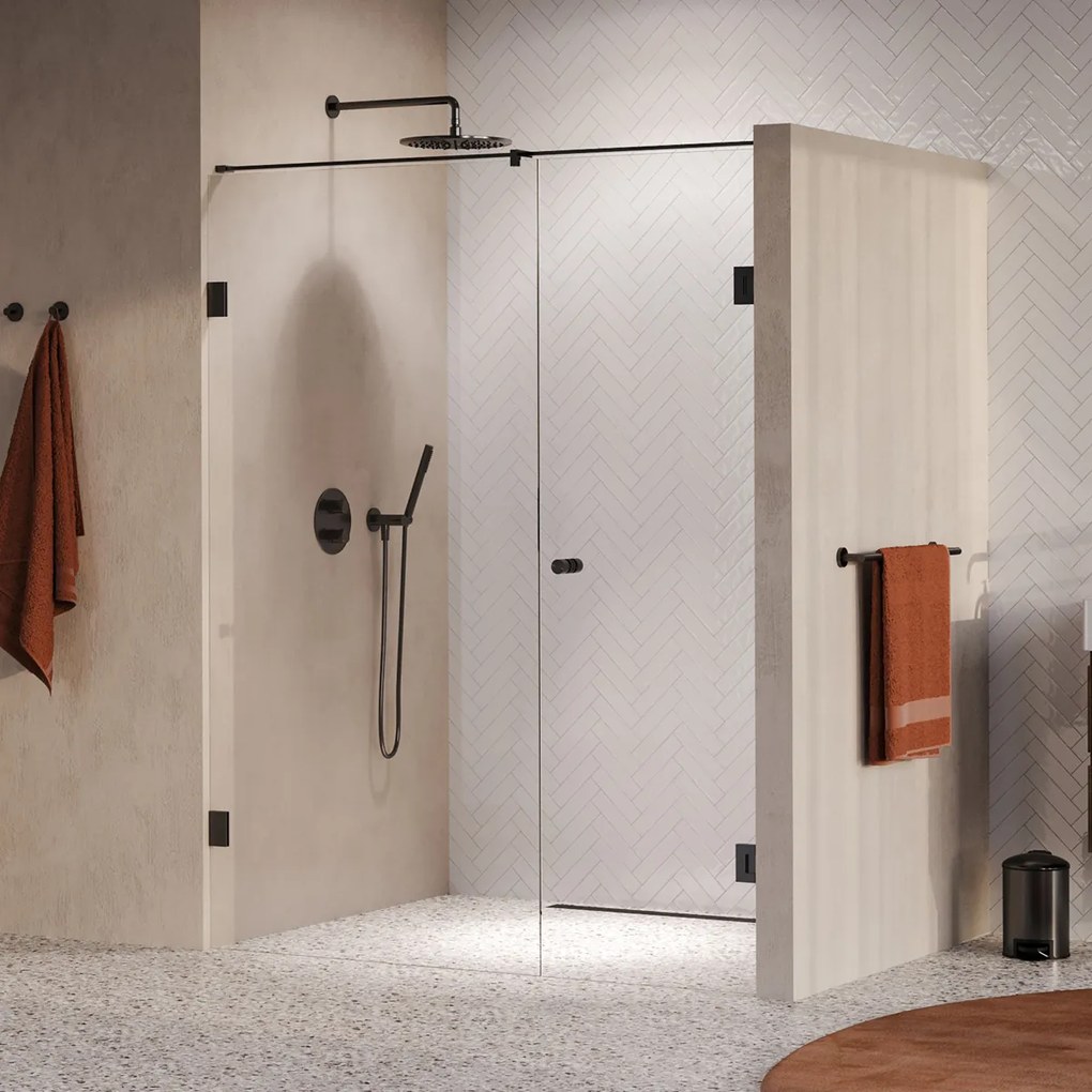 Brauer Void Carving profielloze nisdeur 150cm met draaideur 70cm aan muur gunmetal geborsteld PVD