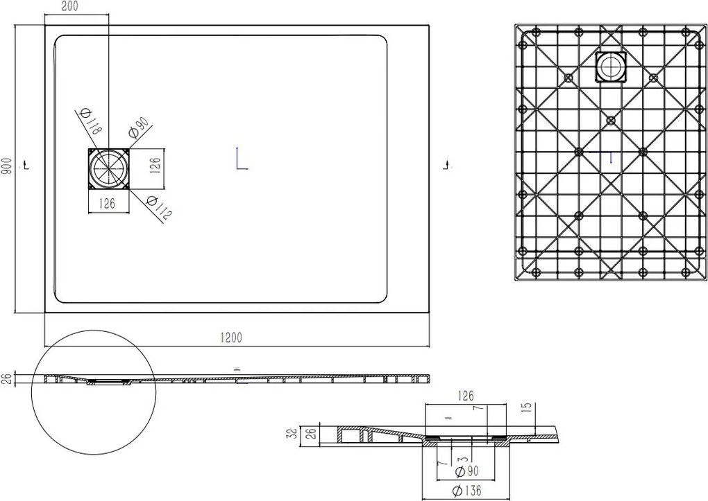 Saniclear Naxos SMC douchebak stone-look 120x90cm beige mat