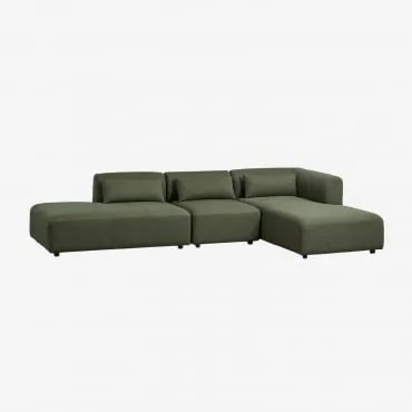 Rechtsmodulaire 3-delige Chaise Longue Bank Met Divan Fogler Teddystof Saliegroen - Sklum