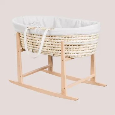 Gewatteerde Rotan Wieg Met Schommel Fabian Natuurlijk Hout - Sklum
