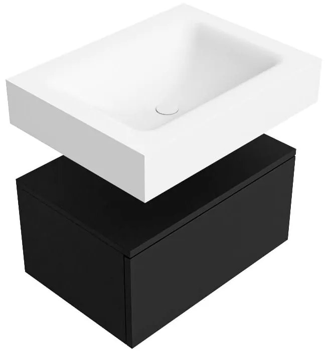 Zaro Alan badmeubel 60cm urban 1 lade met vrijhangende wastafel cloud midden zonder kraangat talc