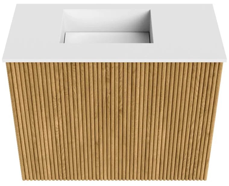 Mondiaz Joya 50cm toiletmeubel oak met wastafel faye links 1 kraangat talc