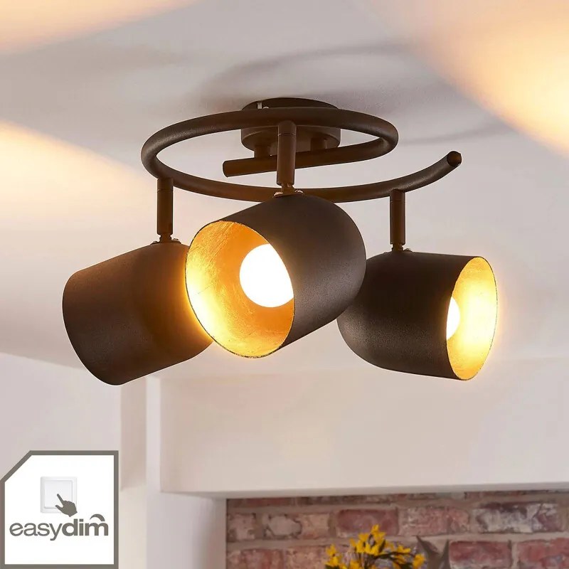 Zwart-gouden LED plafondlamp Morik, easydim - lampen-24