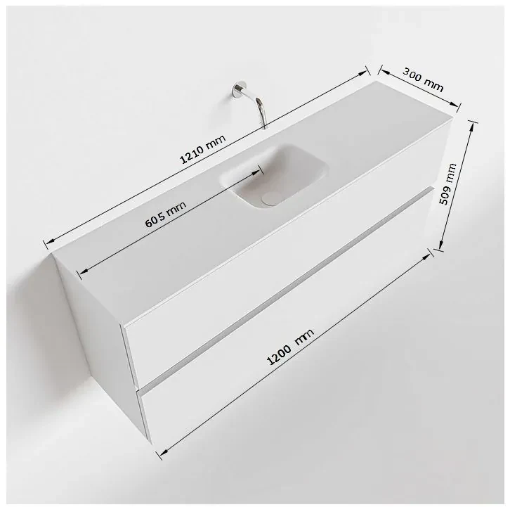 Mondiaz Ada 120cm toiletmeubel army met wastafel talc midden zonder kraangat