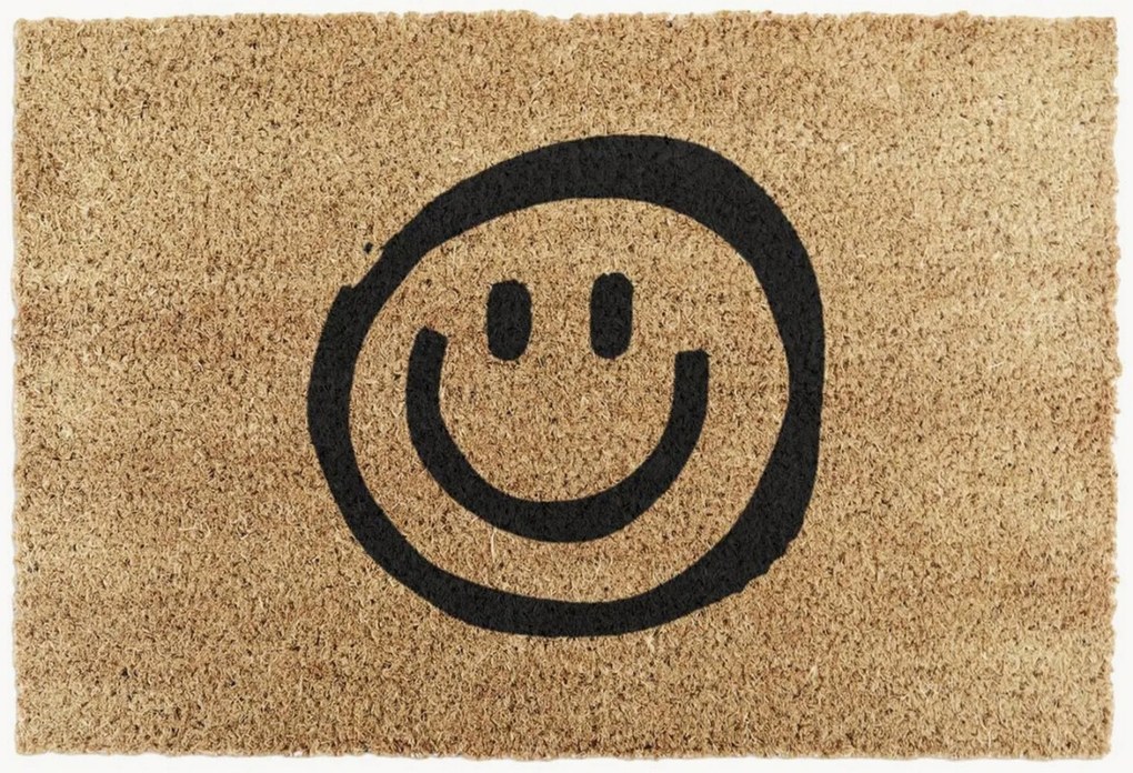 Handgemaakte kokos deurmat Smiley