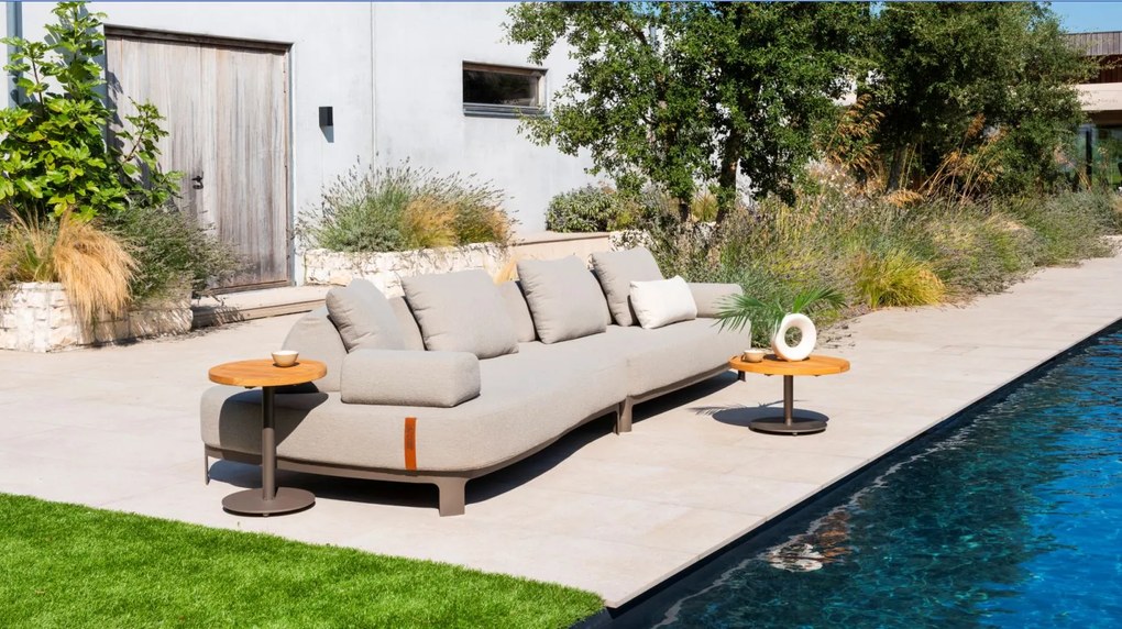 4 Seasons Outdoor Santorini 4-zits loungebank terre met knuffelhoek Loungebank   bruin weerbestendig