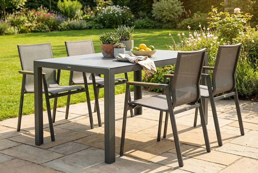 Tuinset 4 personen 150 cm Aluminium/textileen Grijs Lifestyle Garden Furniture Fiora/Venustas