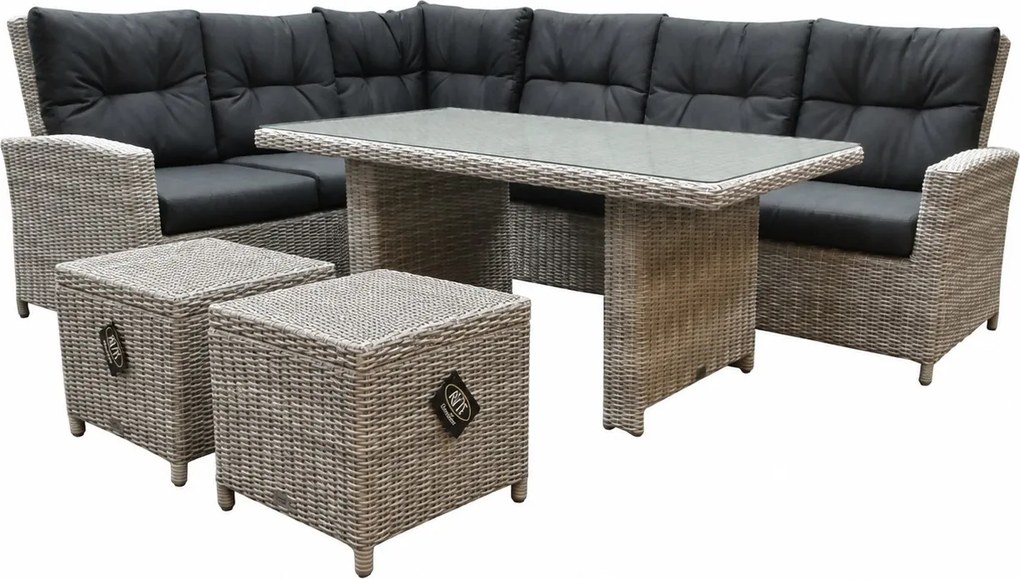 Showroommodel San Marino hoek dining loungeset links 5-delig wit grijs