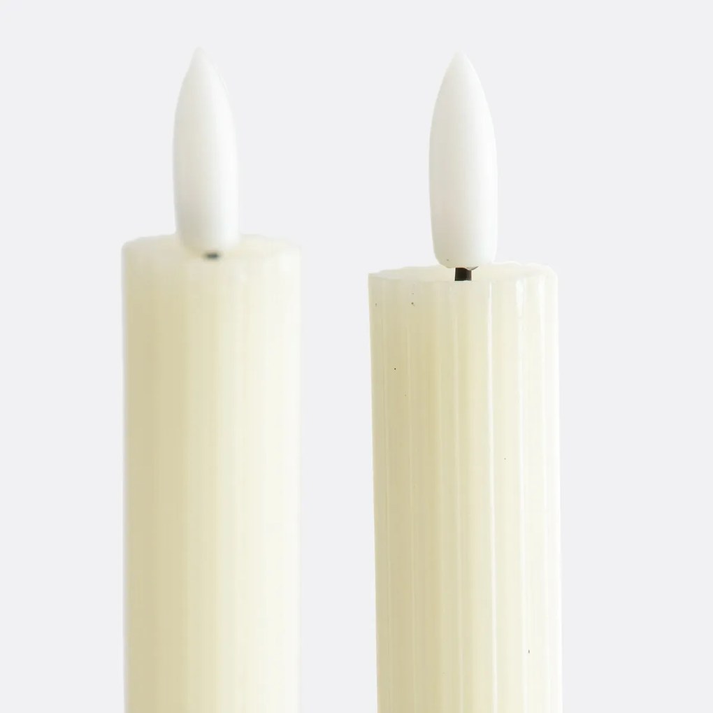 Set van 2 gestreepte wax LED-kaarsen, Caspar