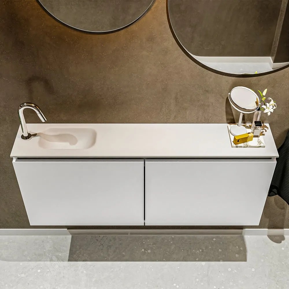 Mondiaz Ture 120cm toiletmeubel talc met wastafel talc links 1 kraangat