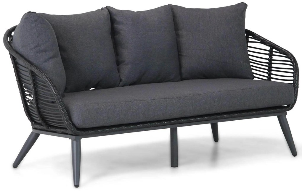 Stoel en Bank Loungeset 4 personen Aluminium/wicker Zwart Coco Coco Leonardo