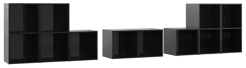 vidaXL 8-delige Tv-meubelset spaanplaat hoogglans zwart